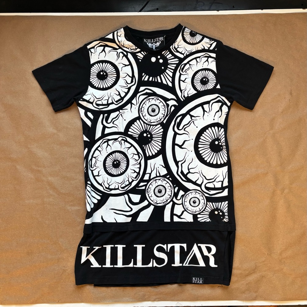 Kill star black and white print T-shirt, like new unworn condition